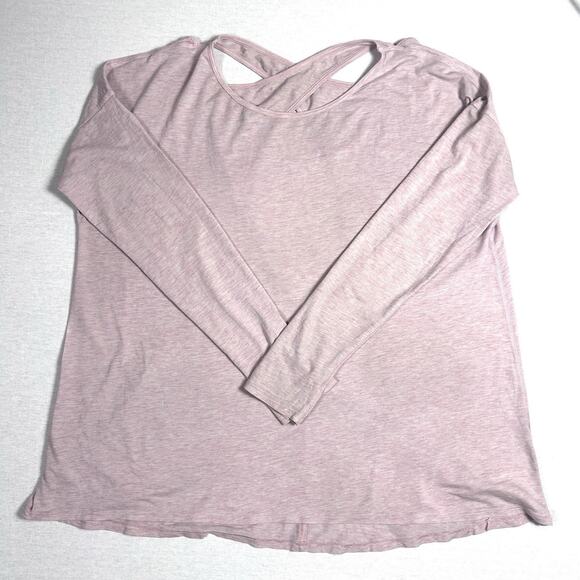 Lululemon Open Back Relaxed Back Into It Long Sleeve Shirt Heather Pink Size 6 - Picture 7 of 8